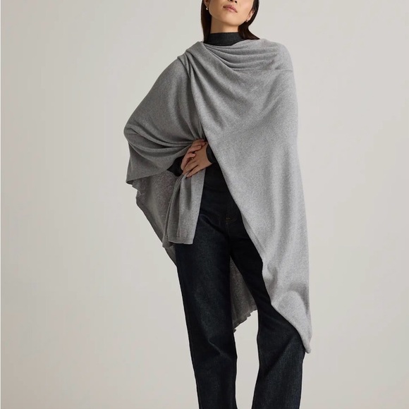 Quince Accessories - Quince Cotton Cashmere Ruana/Wrap in Heather Gray OS